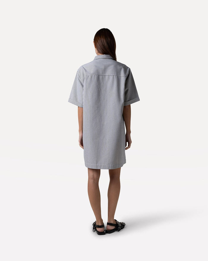 Another Label Saly Dress White Navy Stripe