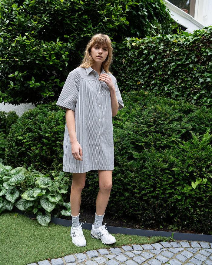 another label Saly dress White navy stripe