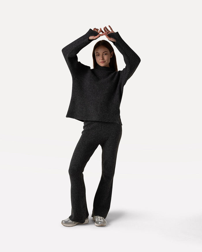 Another Label Suze Knitted Pants Black Melee