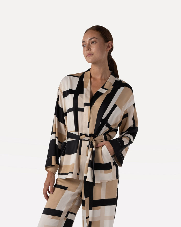 Another Label Tirra Blazer Egg White Block Check