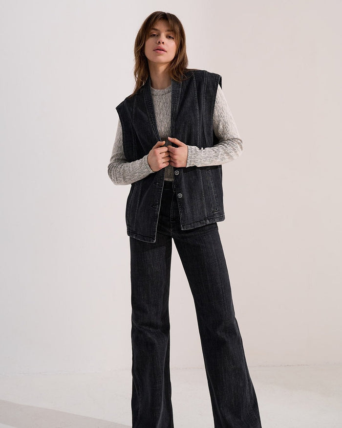 Another Label Unni Denim Vest Dark Grey