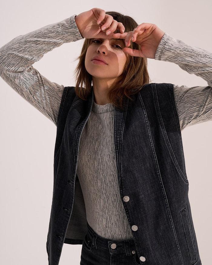 Another Label Unni Denim Vest Dark Grey
