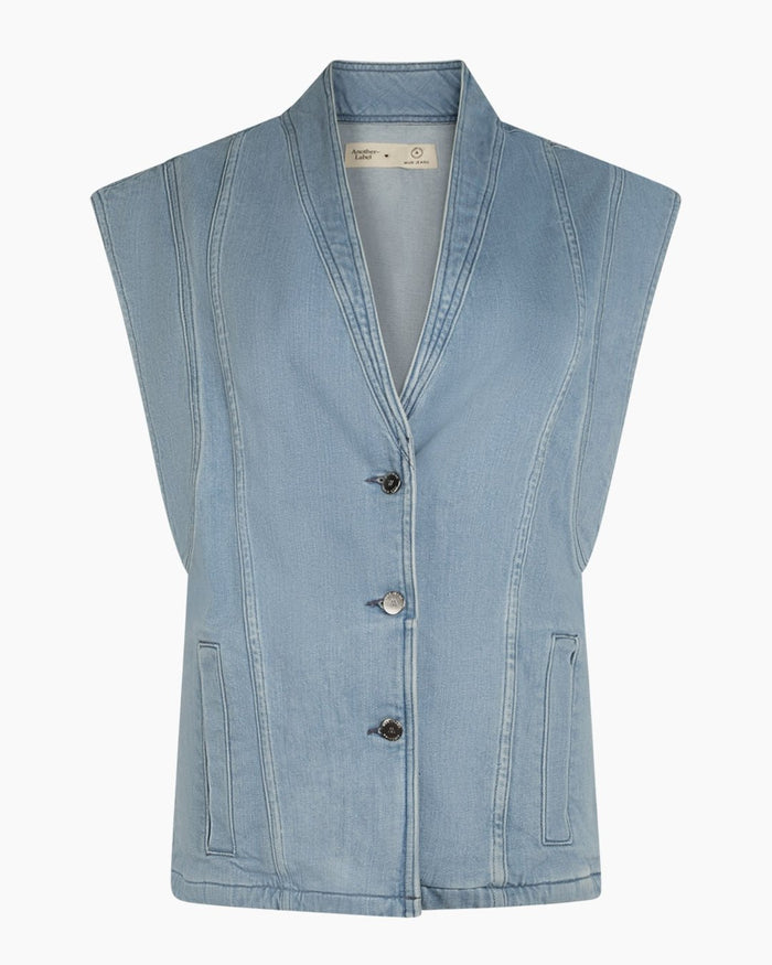 Another Label Unni Denim Vest Stone Denim Blue