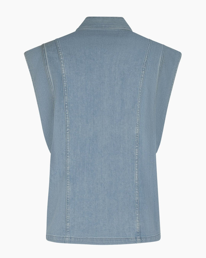 Another Label Unni Denim Vest Stone Denim Blue