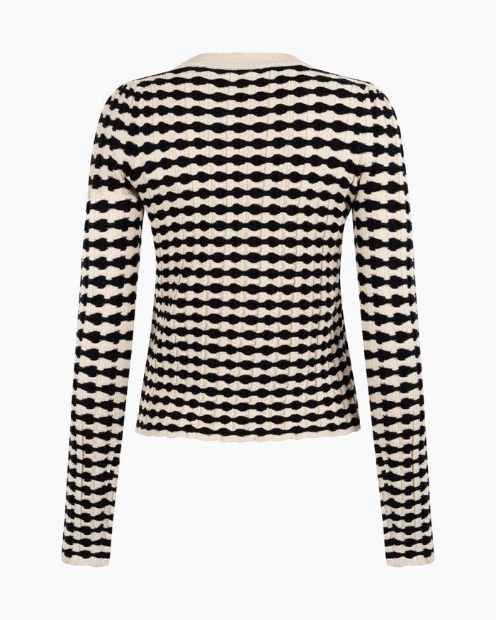 Another Label Aster Knitted Pull Black Parchment Stripe