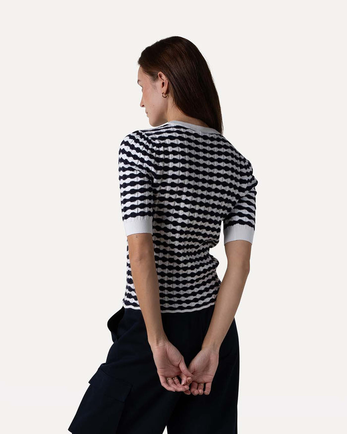 Another Label Aster Knitted Pull Sargasso White Stripe