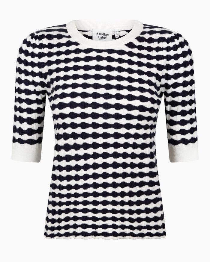 Another Label Aster Knitted Pull Sargasso White Stripe
