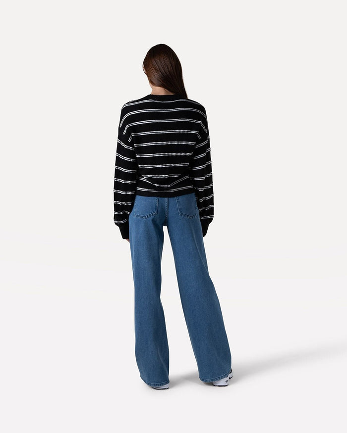 Another Label Becky Knitted Pull Black White Stripe