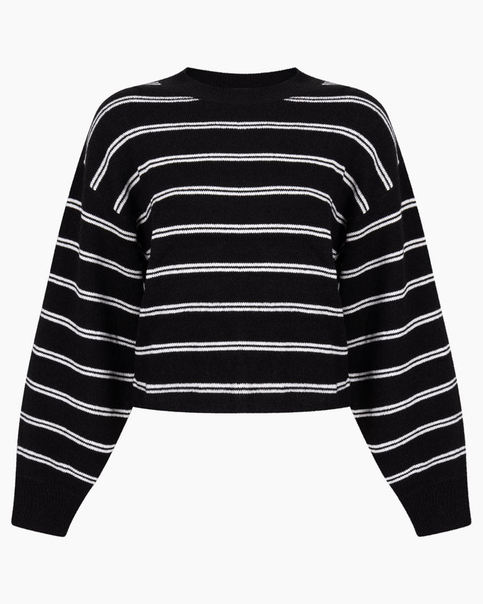 Another Label Becky Knitted Pull Black White Stripe
