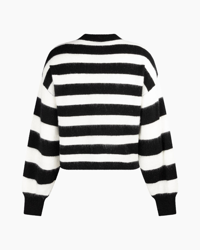 Another Label Becky Knitted Pull Black White Stripe