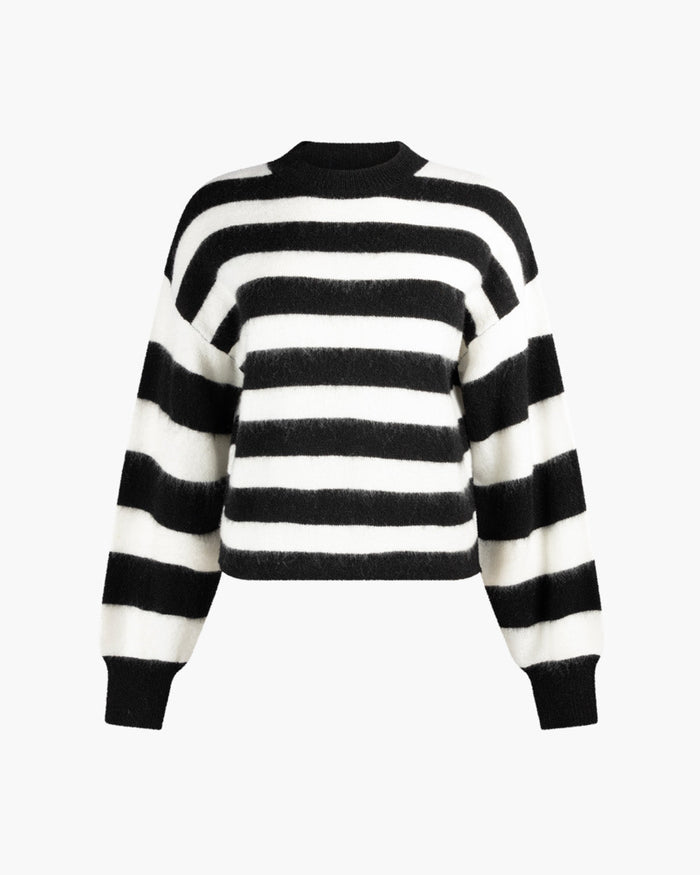 Another Label Becky Knitted Pull Black White Stripe
