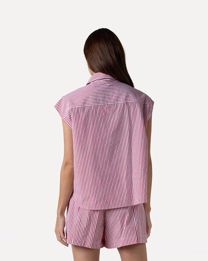 Another Label Benoite Shirt Flame Scarlet White Stripe