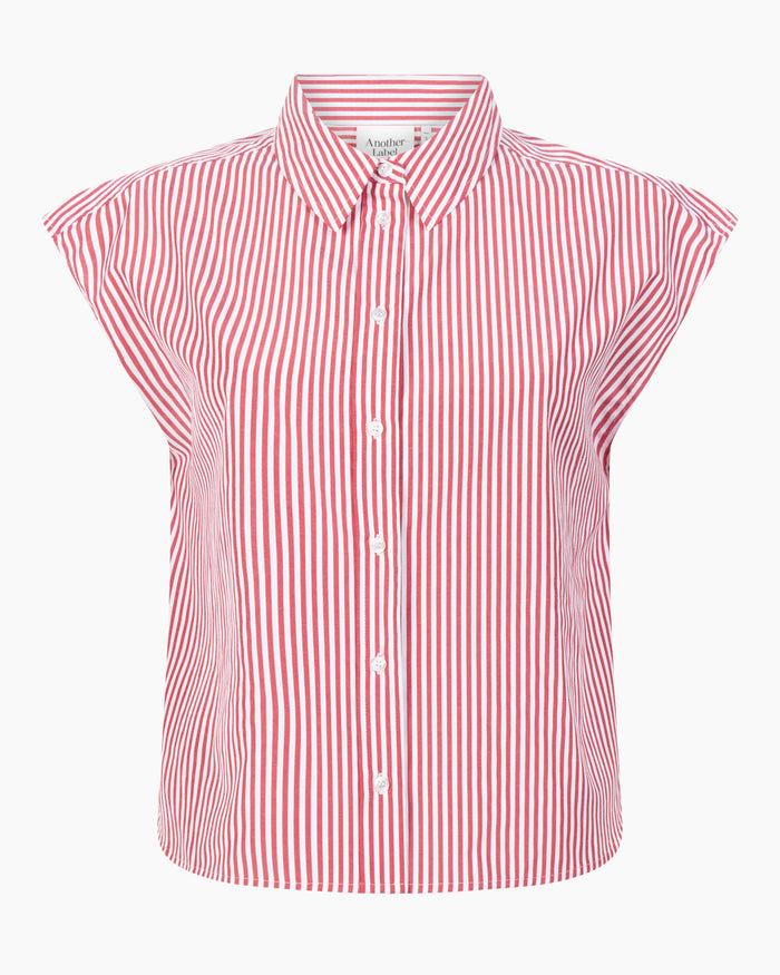 Another Label Benoite Shirt Flame Scarlet White Stripe