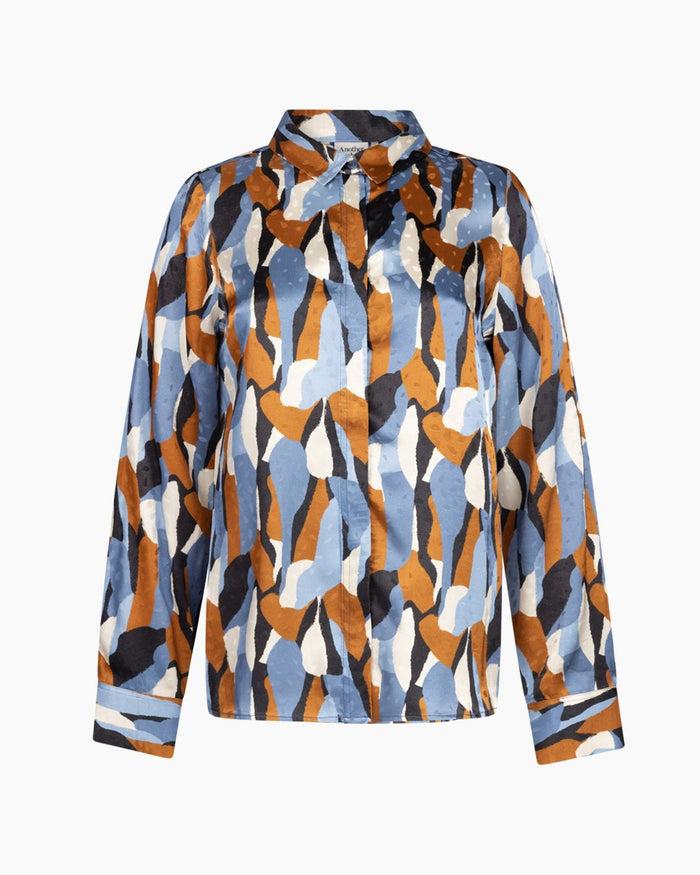 Another Label Dreiser Multi Shirt Blue Horizon Charcoal