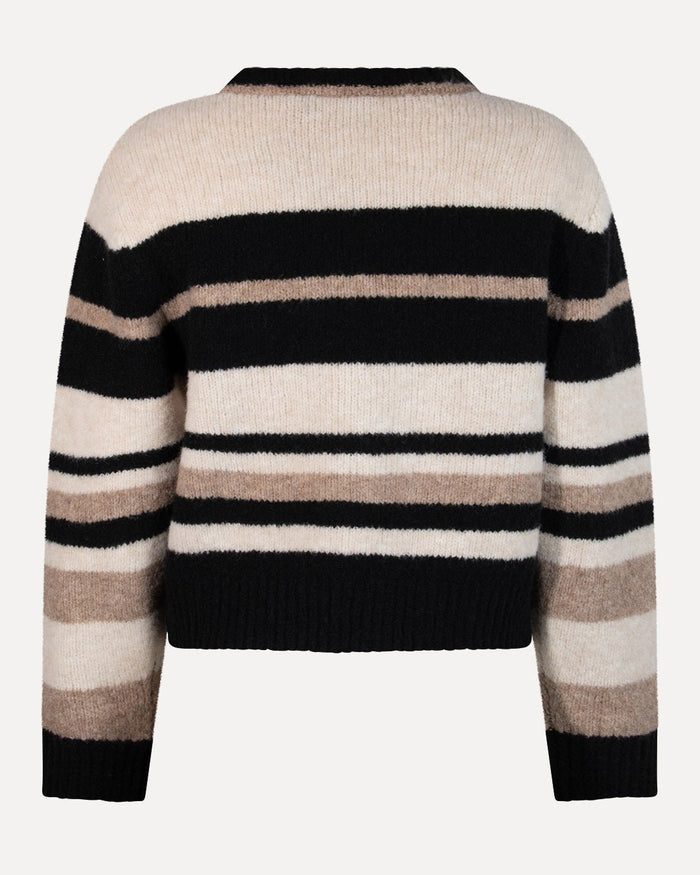 Another Label Jente Knitted Pull Brown Multi Colour Stripe