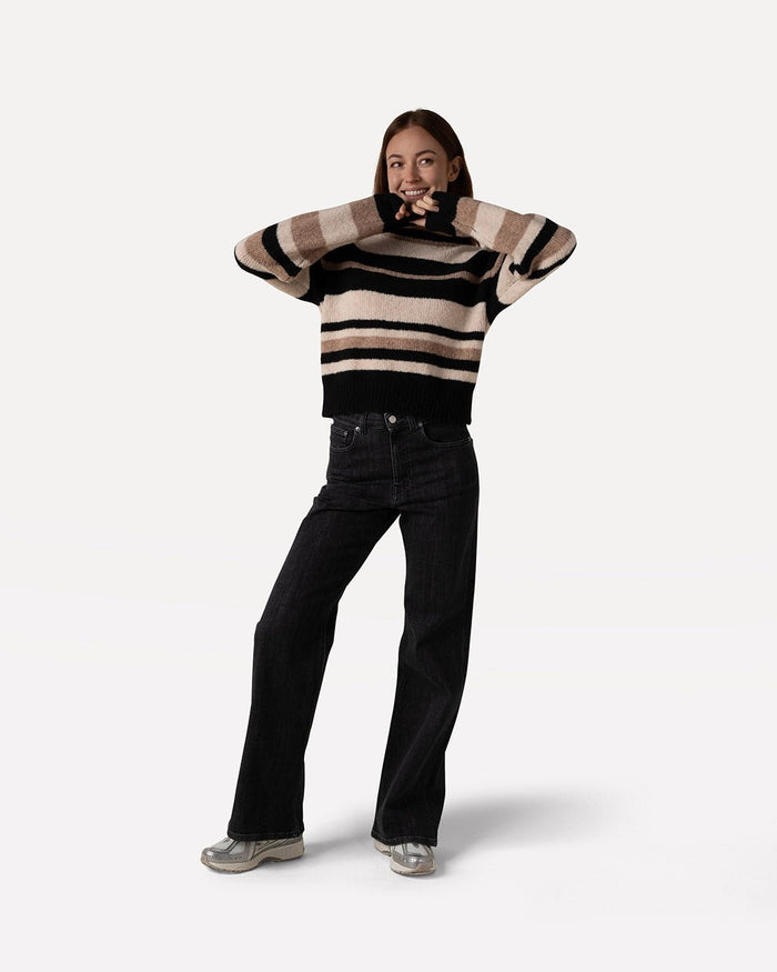 another label Jente Knitted Pull Brown multi colour stripe