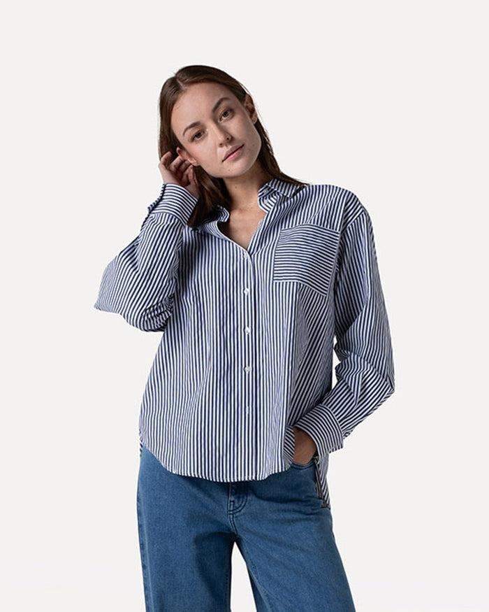 Another Label Kyara Shirt Night Shadow White Stripe