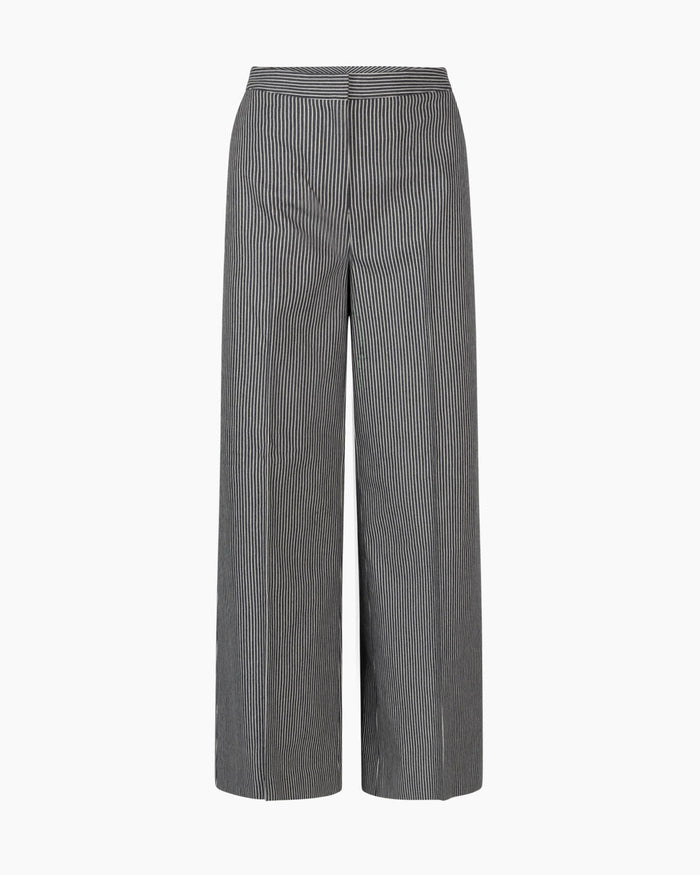 Another Label Moore Wide Pants Black Parchment Stripe