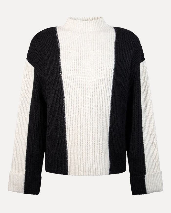 Another Label Noel Knitted Pull Black Parchment Stripe