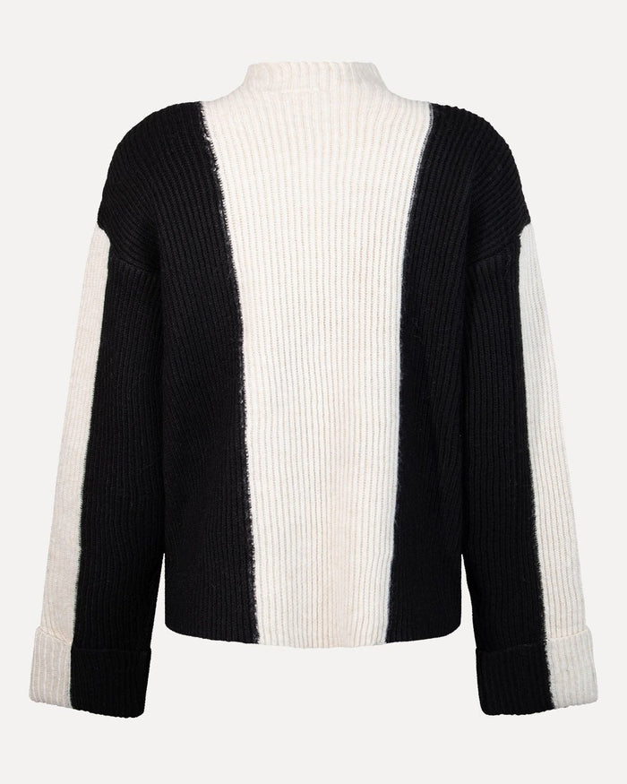 Another Label Noel Knitted Pull Black Parchment Stripe