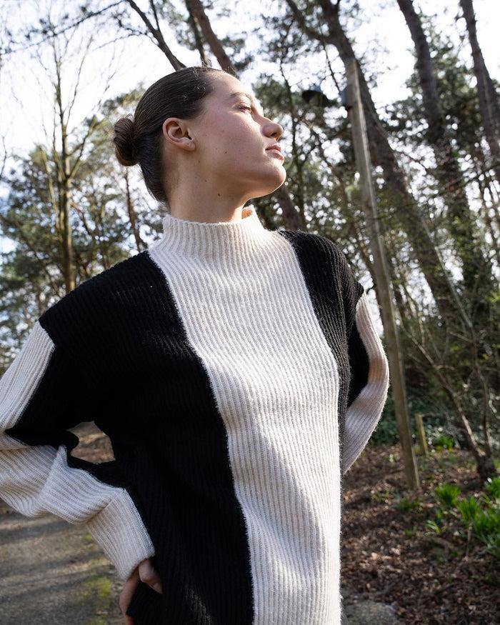 another label Noel Knitted Pull Black parchment stripe