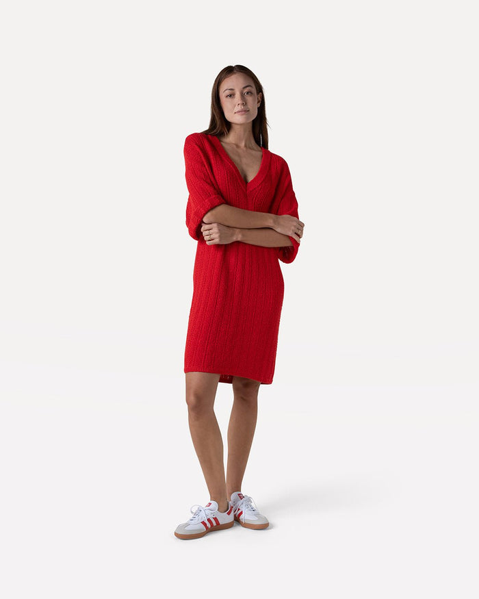 Another Label Valentina Knitted Dress Flame Scarlet