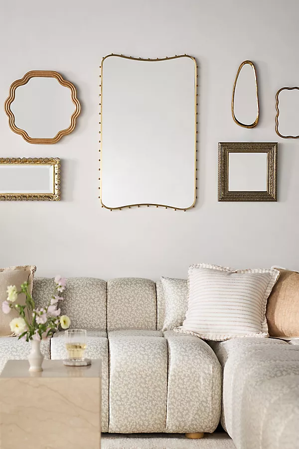 anthropologie Anita Beaded Brass Mirror Bronze