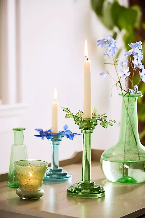 Anthropologie Column Glass Taper Holder Sky