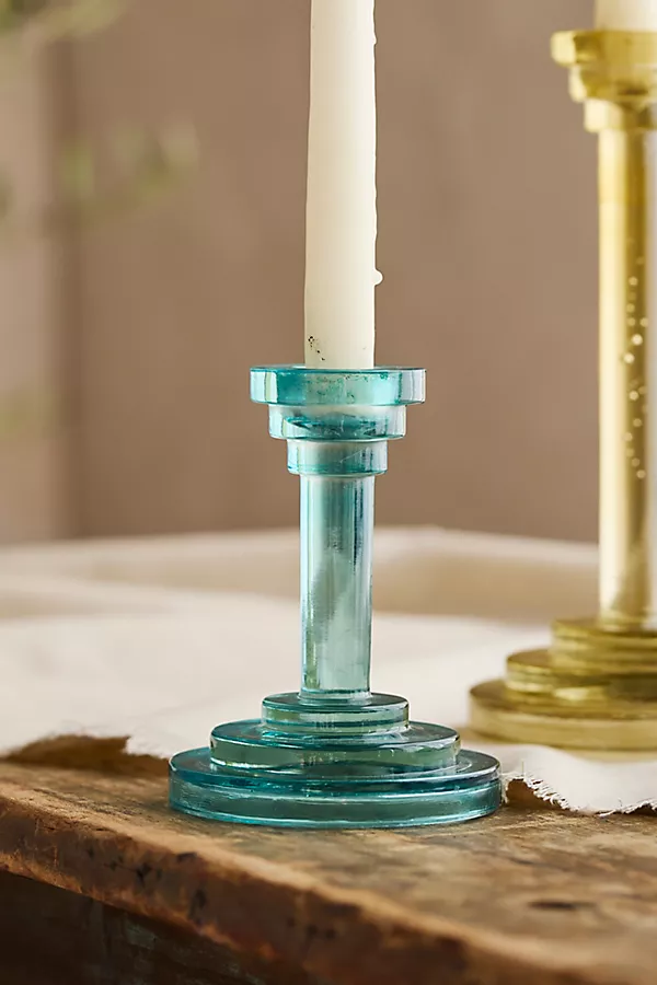 anthropologie Column Glass Taper Holder Sky
