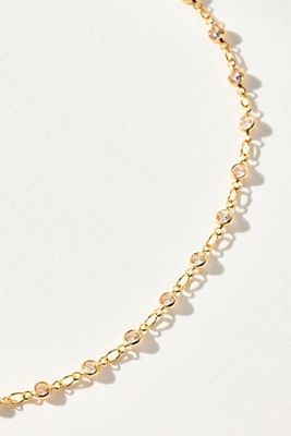 Anthropologie Delicate Crystal Necklace Gold