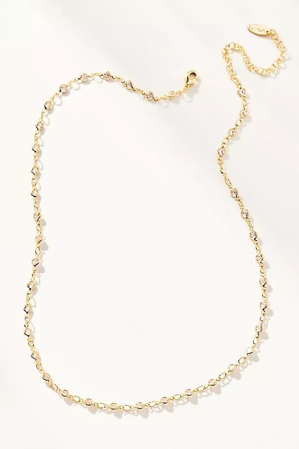 anthropologie Delicate Crystal Necklace Gold