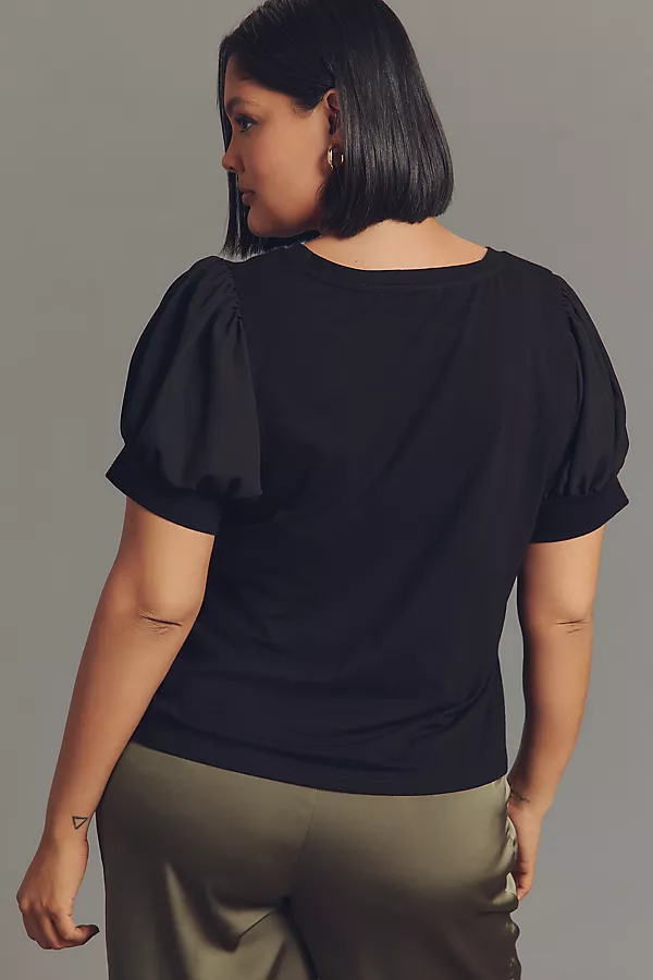 Anthropologie Eloquii Plus Puff-Sleeve Tee Black
