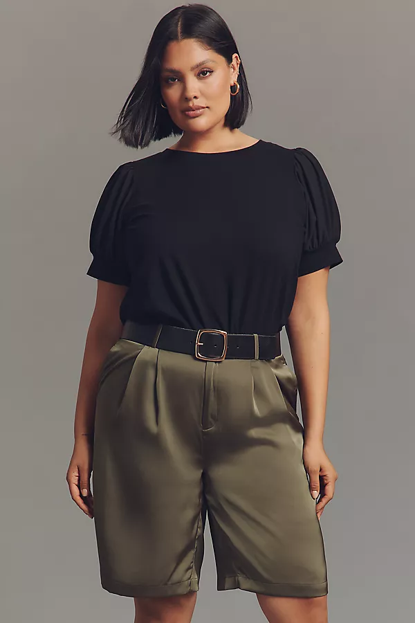 Anthropologie Eloquii Plus Puff-Sleeve Tee Black