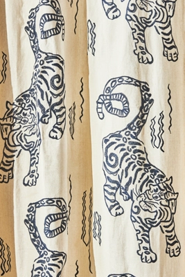 Anthropologie Embroidered Flemming Curtain Navy