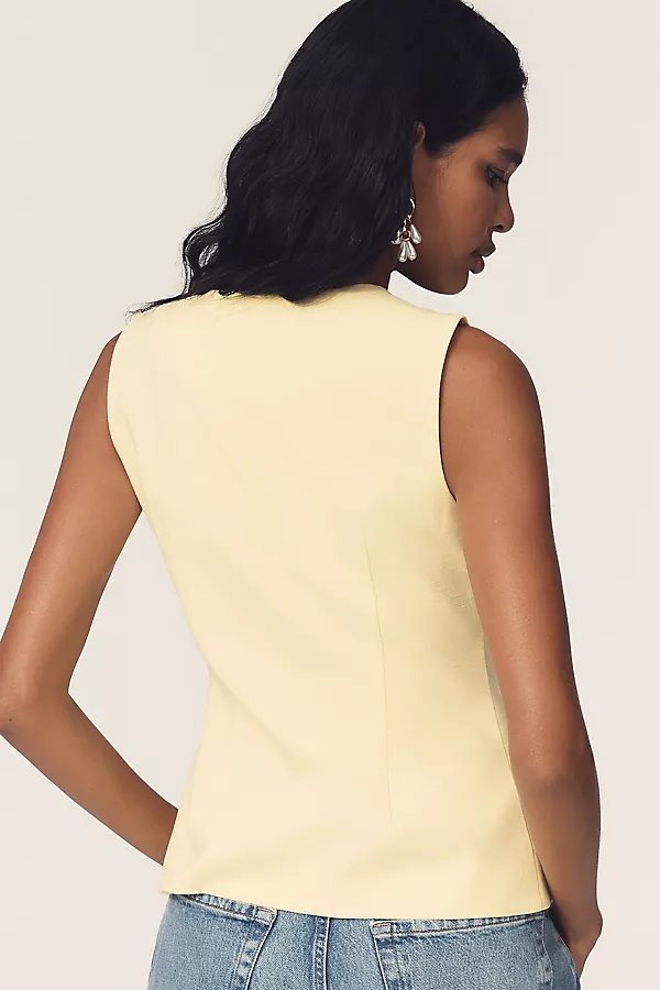 Anthropologie Endless Rose Linen Blend Vest Yellow