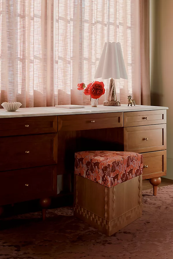 anthropologie Fern Marble Top Executive Desk Pine