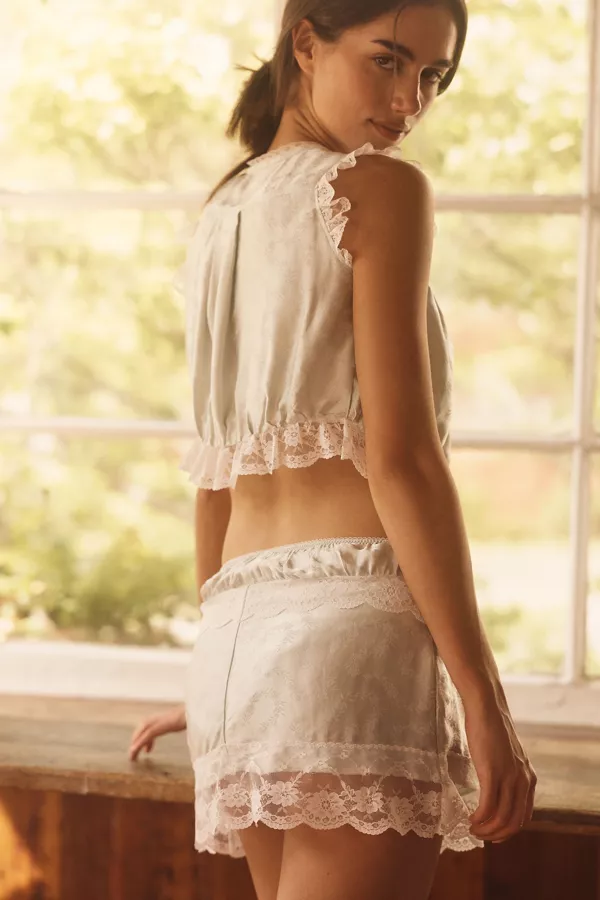 Anthropologie For Love & Lemons Lace Mini Skirt Mint