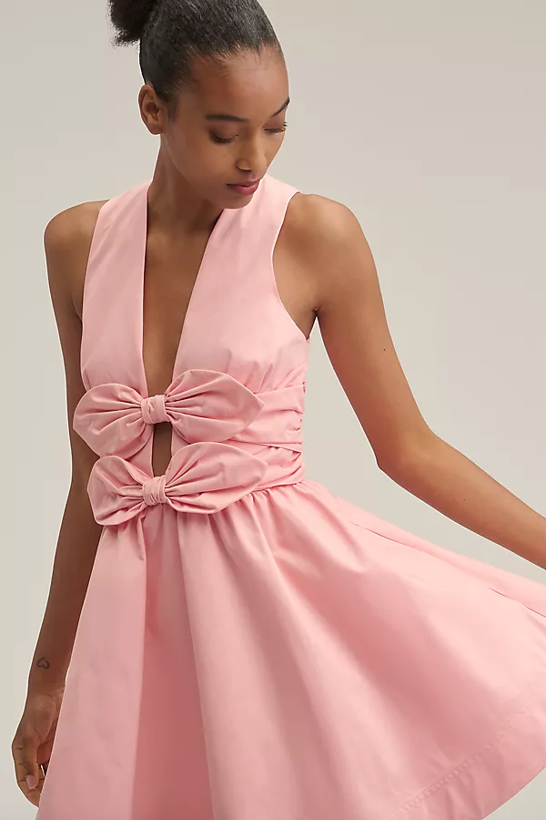 anthropologie Lovaan Delilah Bow Mini Dress Pink