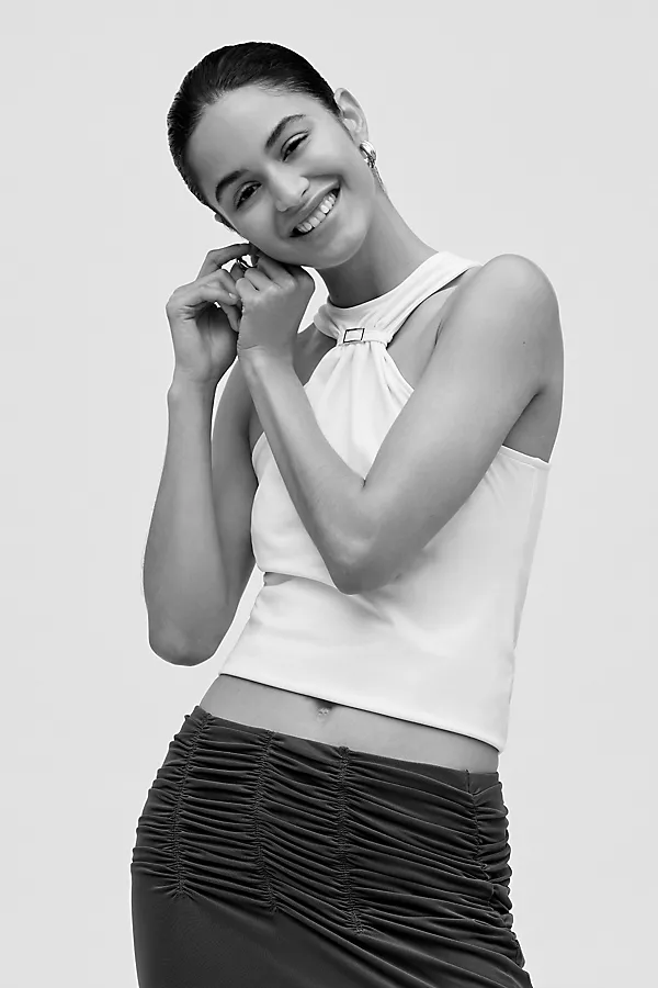 anthropologie Maeve Hardware Halter Top Vanilla