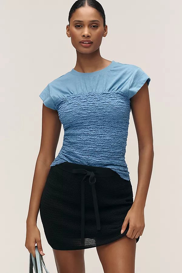 anthropologie Maeve Smocked Muscle Top Deep Sky