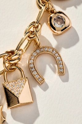 Anthropologie Mixed Up Fun Charm Bracelet Gold