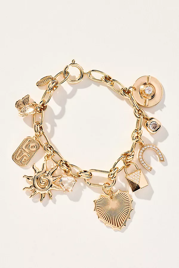 anthropologie Mixed Up Fun Charm Bracelet Gold
