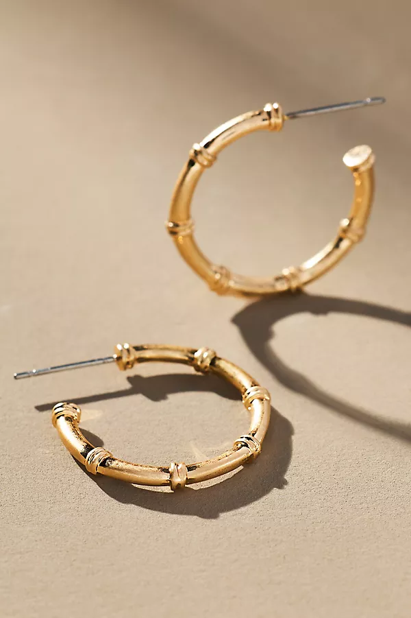 anthropologie Nautical Knot Hoop Earrings Gold