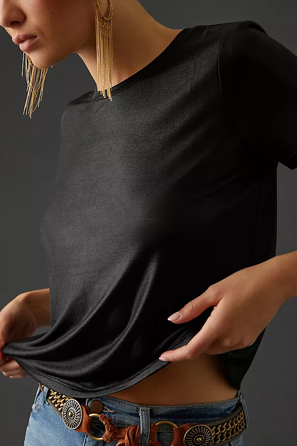 Anthropologie Porridge Shine Glam Tee Black