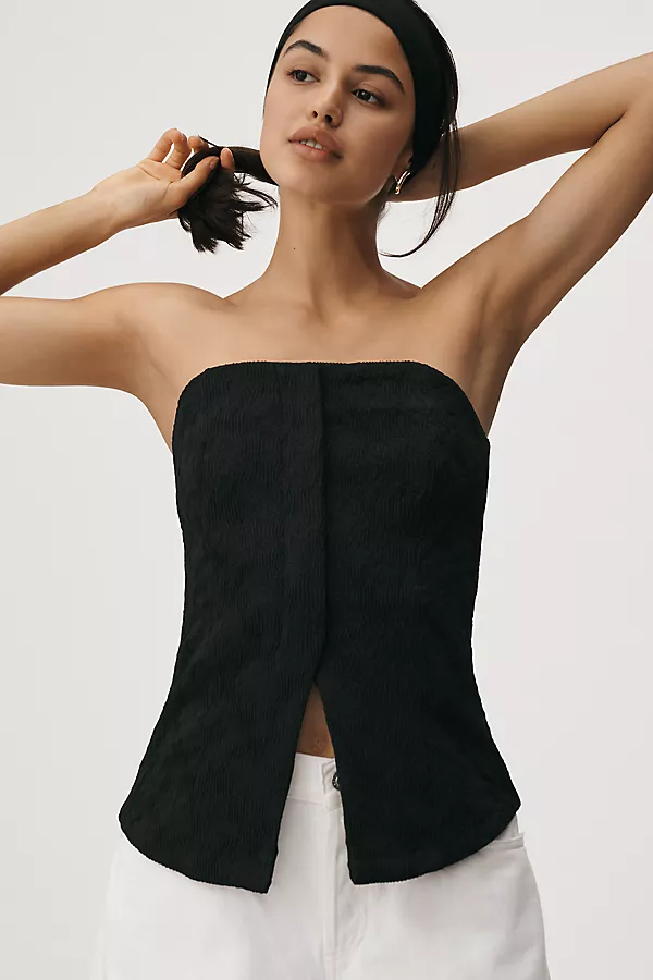 anthropologie Sarah Hann Textured Vest Black