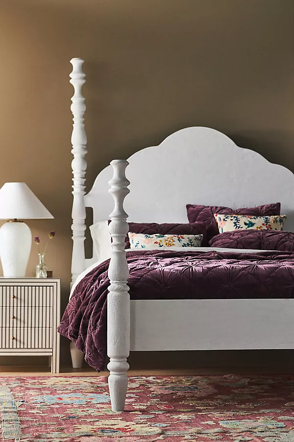 anthropologie Spindle Four-Poster Bed White