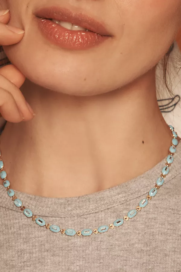 Anthropologie Sporty Epoxy Necklace Sky