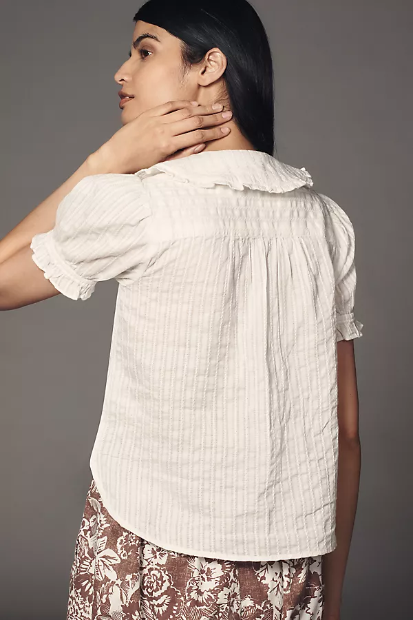 Anthropologie The Keira Blouse By Pilcro White
