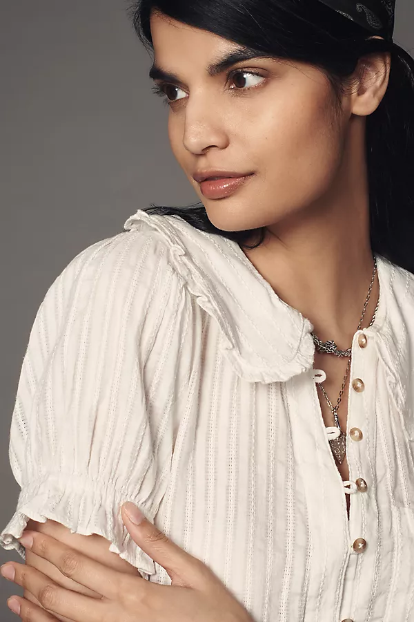 Anthropologie The Keira Blouse By Pilcro White