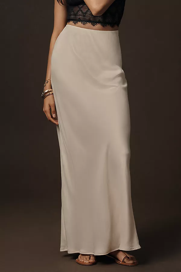 Anthropologie The Tilda Maxi Slip Skirt Parchment